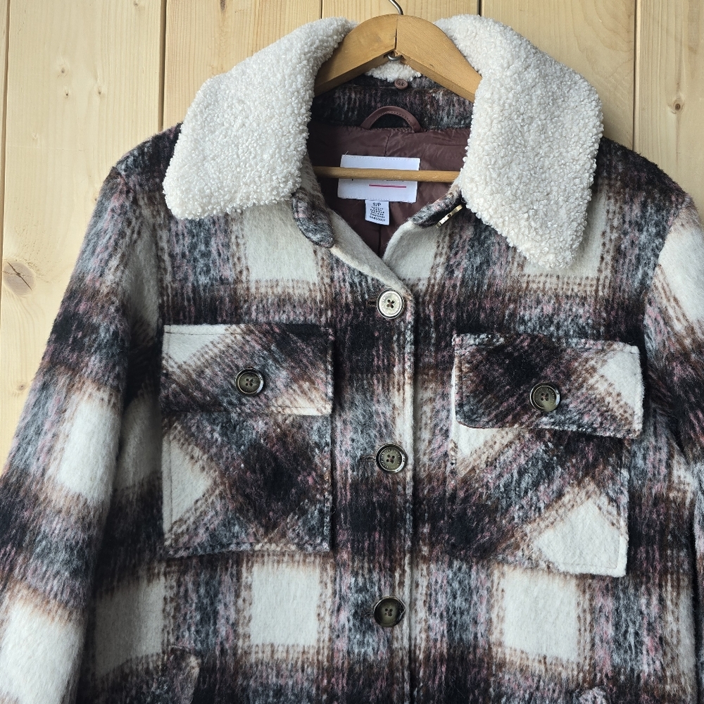 Two by Vince Camuto Wool Plaid Shacket Womens Small - Picture 2 of 13